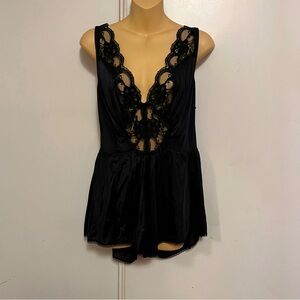 Inner Most Vintage Romper Lingerie Black size Large Lace Made in U.S.A. By Sears